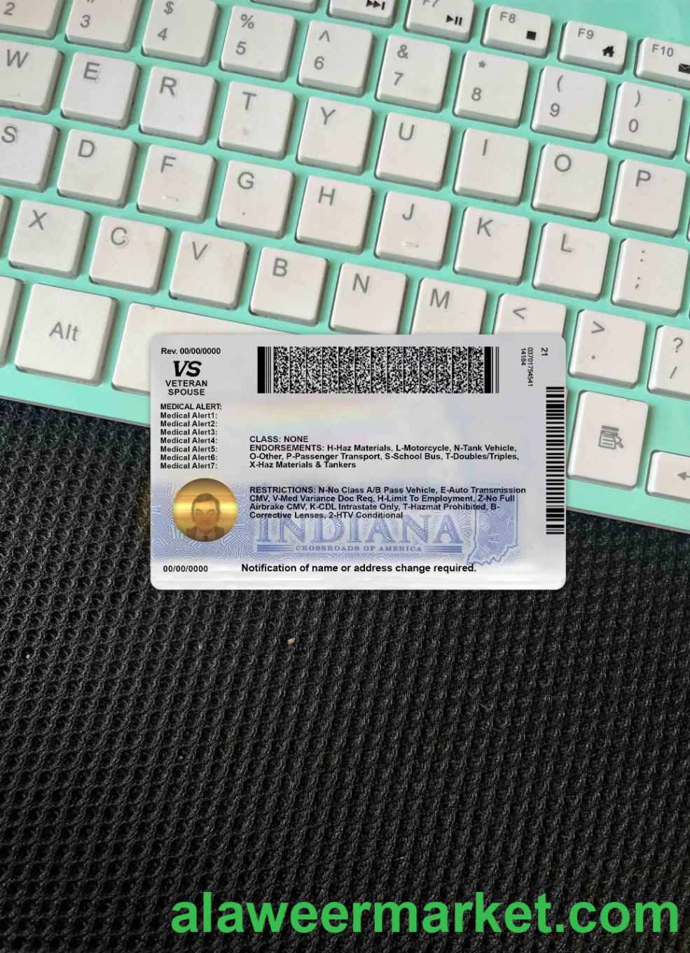 USA Indiana driving license under 21 photolook BACK